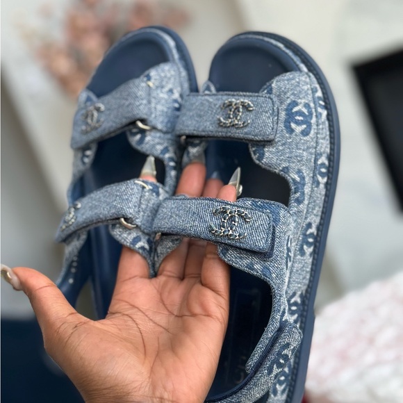 CHANEL Blue Denim Sandals - Picture 5 of 9